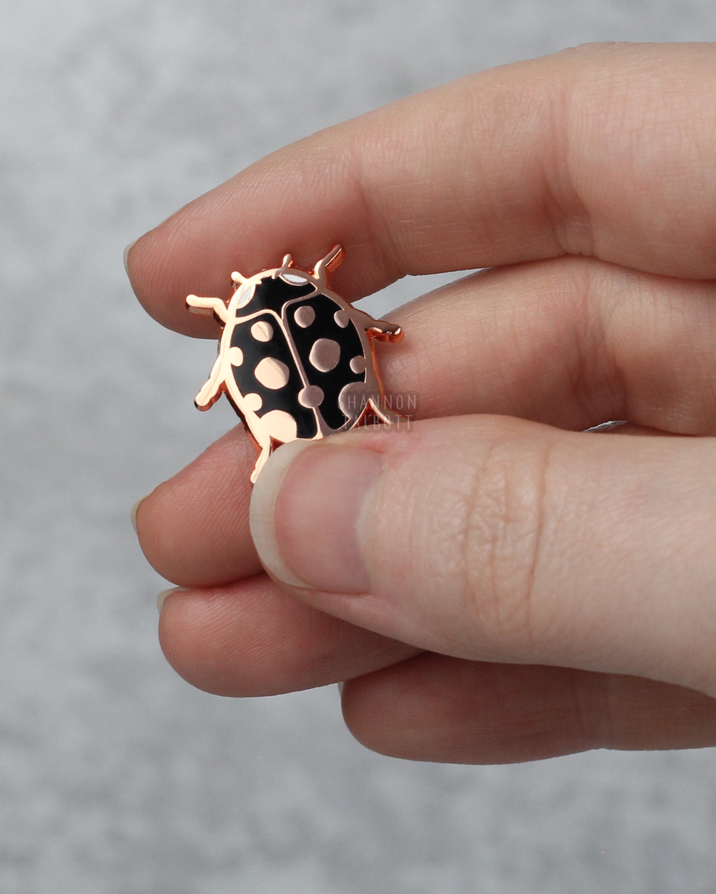 Cute Small Ladybug Enamel Pin with Rose Gold Plating