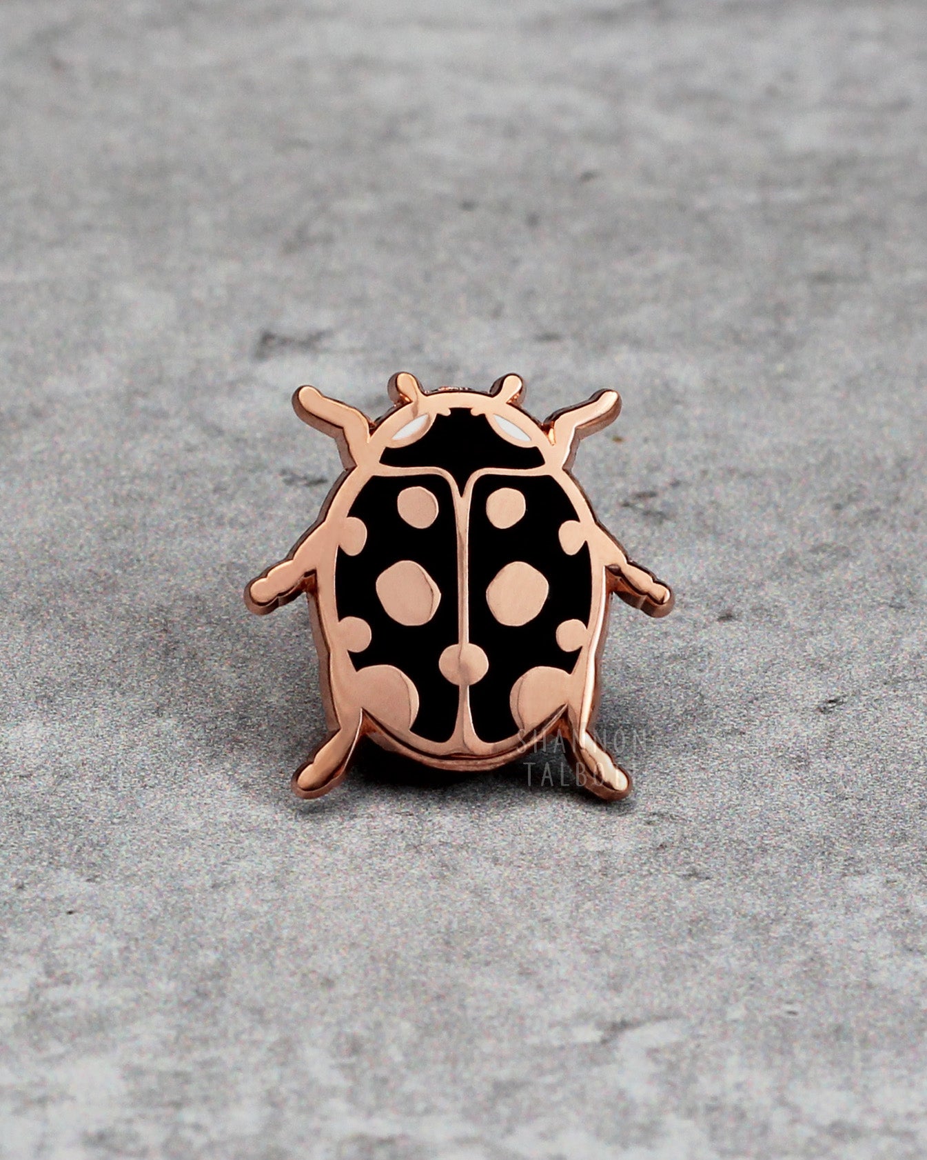 Cute Small Ladybug Enamel Pin with Rose Gold Plating