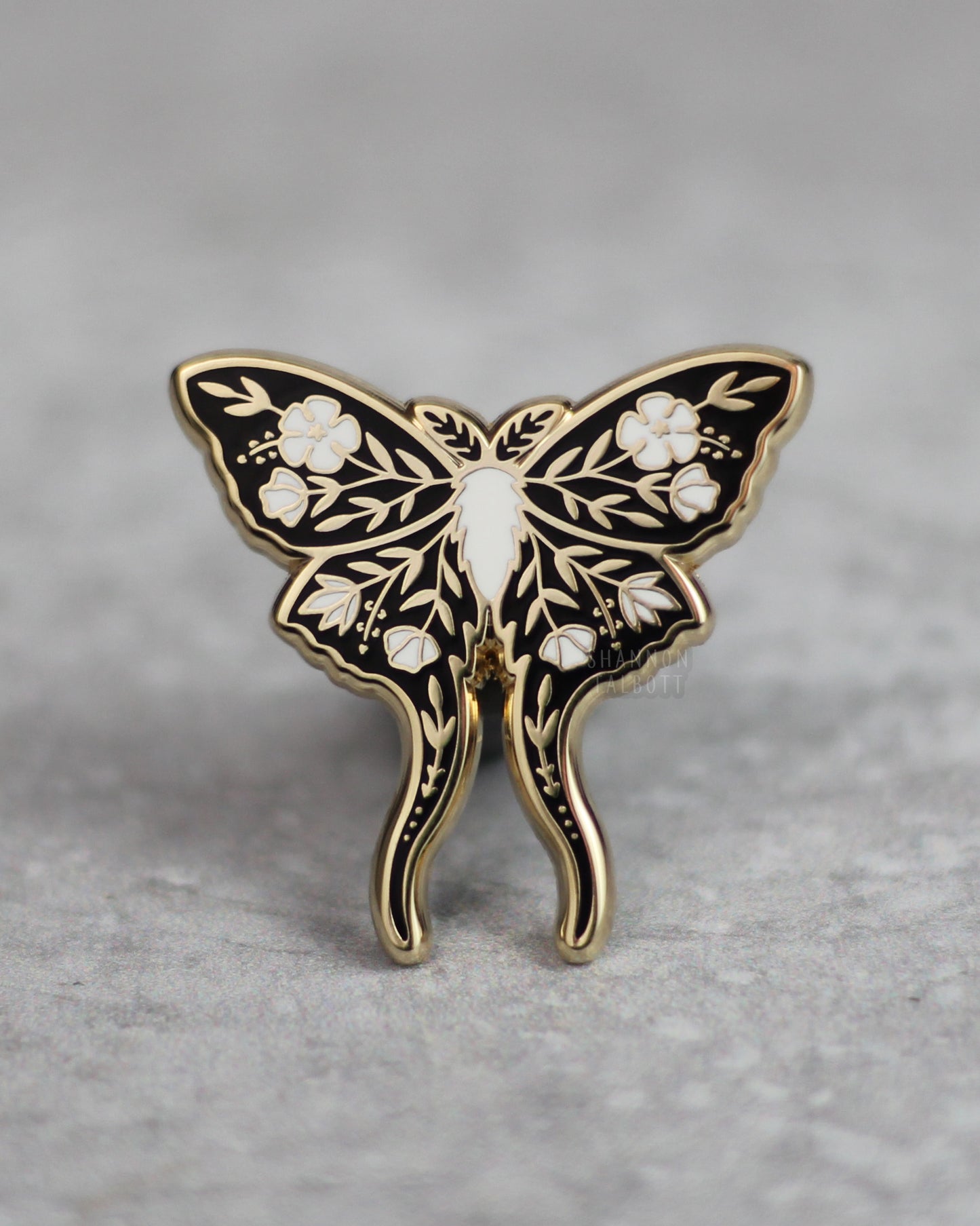 Luna Moth Enamel Pin - Gold