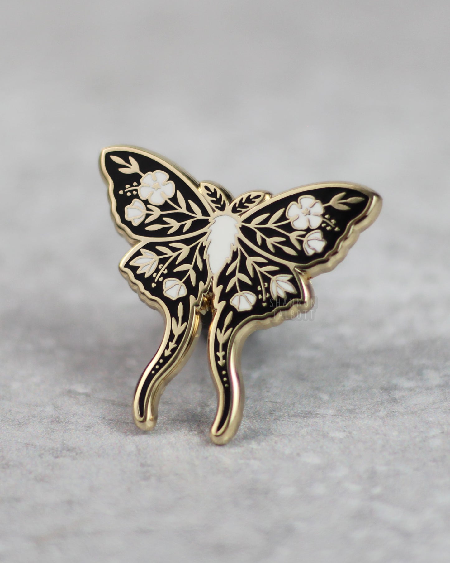 Luna Moth Enamel Pin - Gold