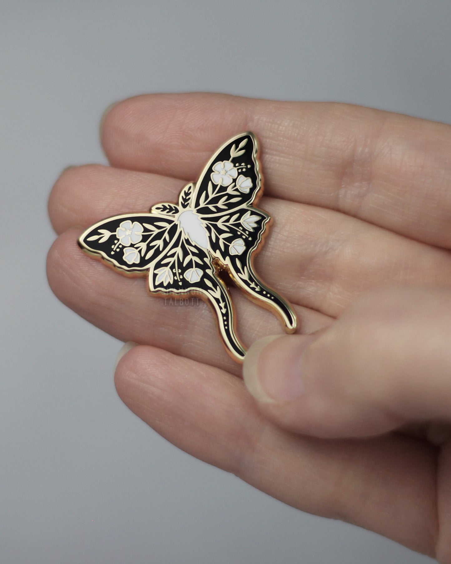 Luna Moth Enamel Pin - Gold