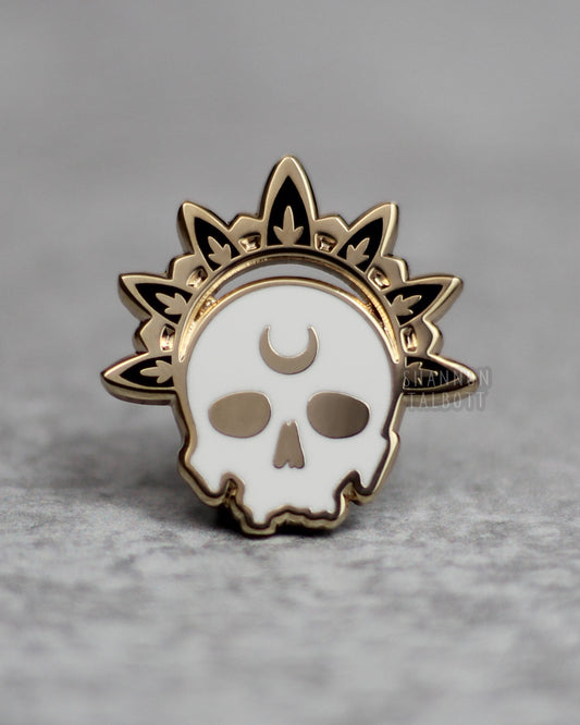 Mini Memento Mori Skull Enamel Pin - Gold Plating