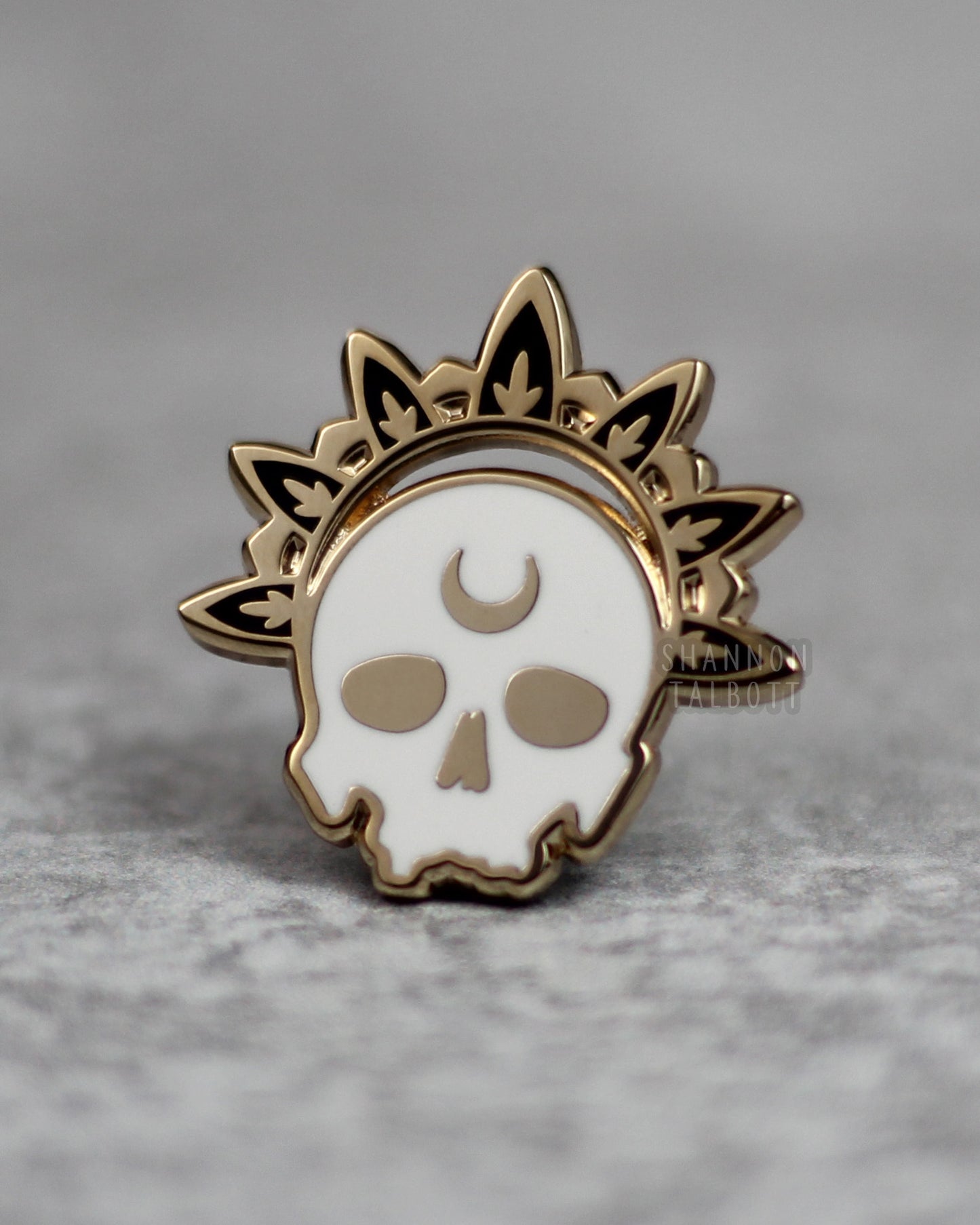Mini Memento Mori Skull Enamel Pin - Gold Plating