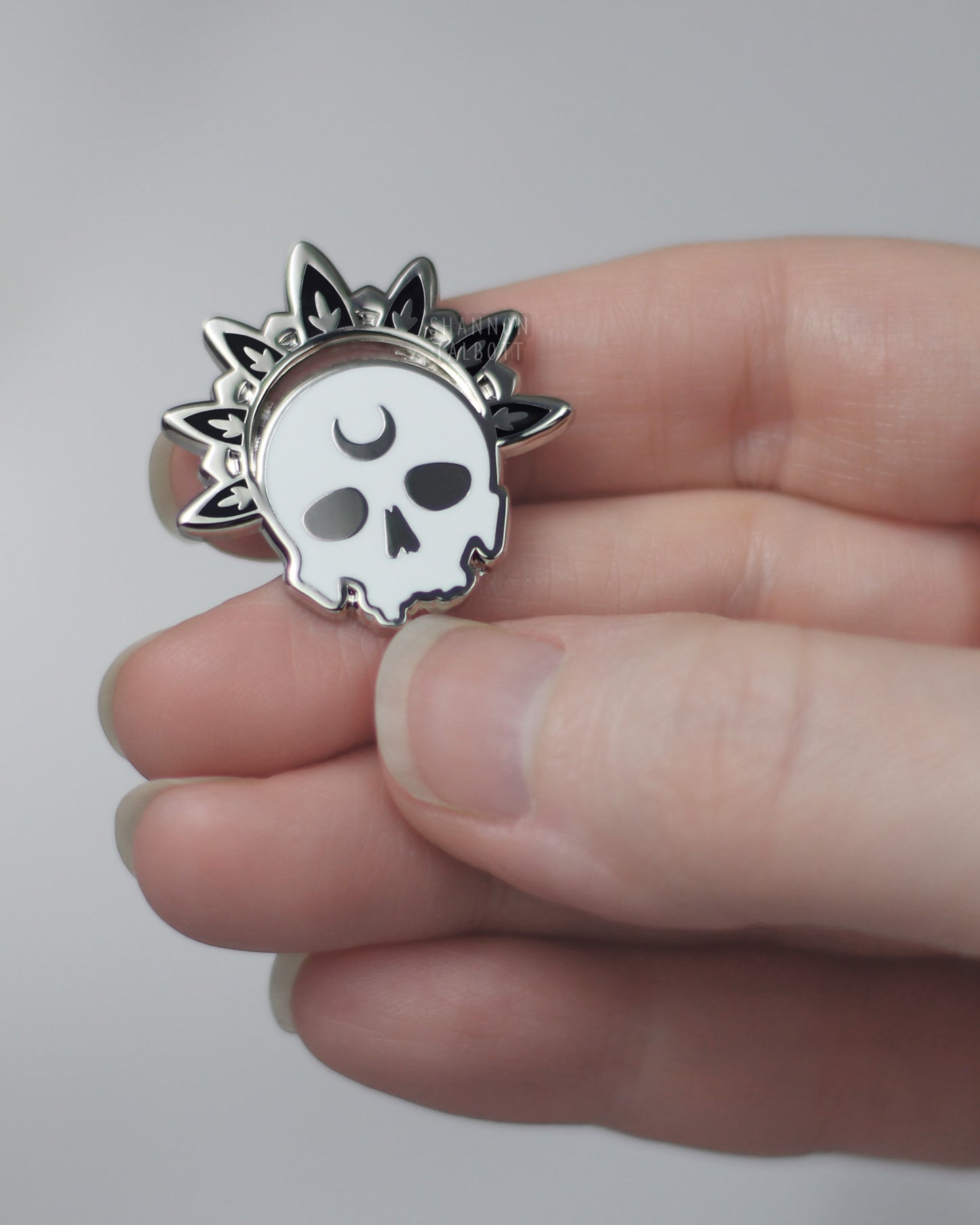 Mini Memento Mori Skull Enamel Pin - Silver Plating
