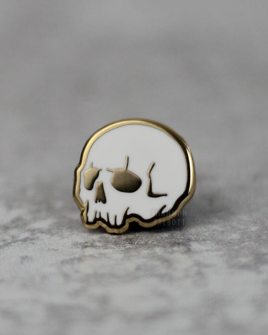 Tiny Skull Mini Goth Enamel Pin in Gold