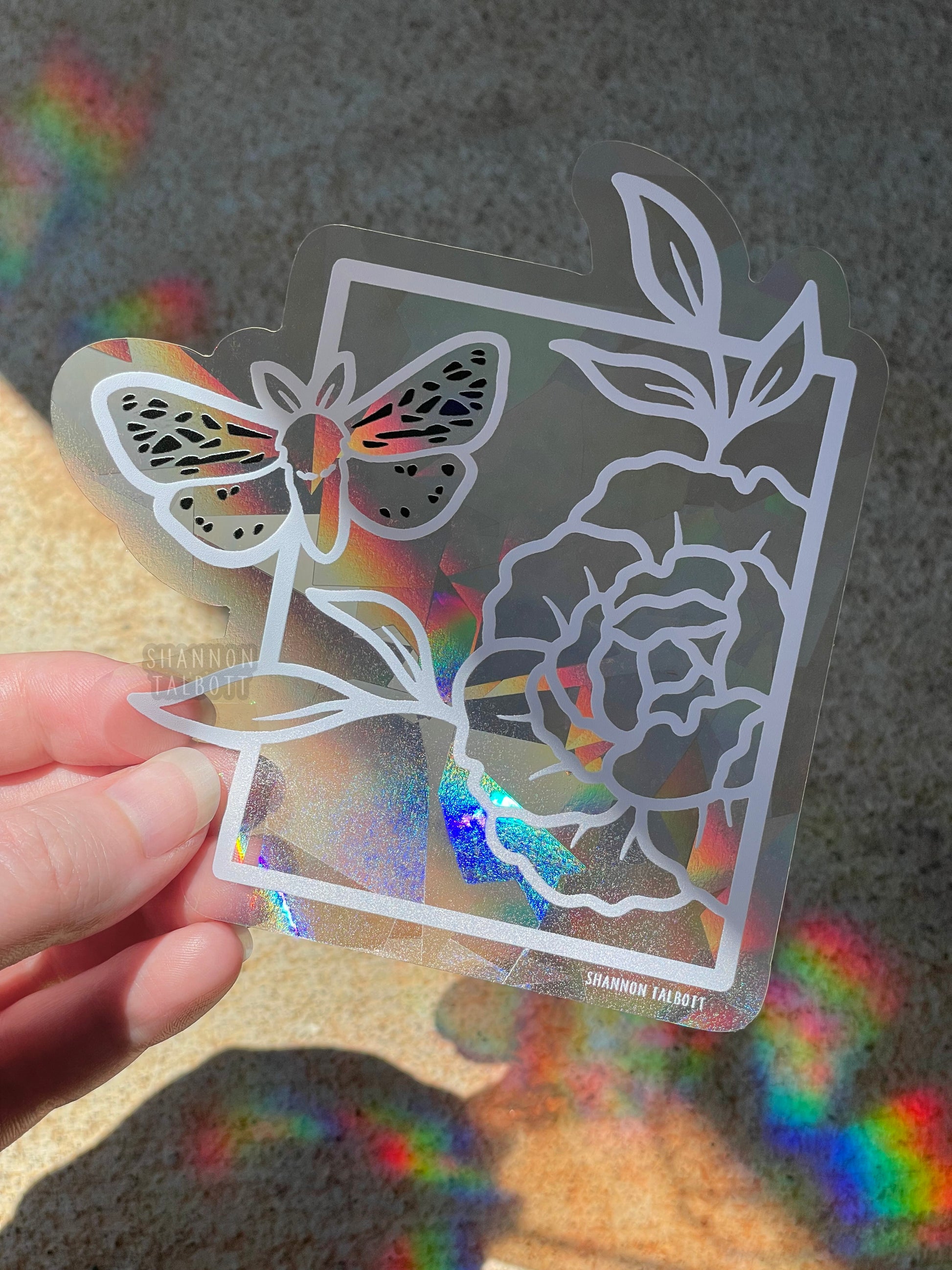 Moth Floral Flower Suncatcher Window Decal Sticker