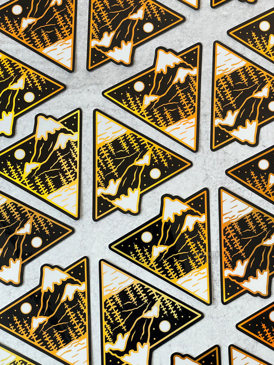 The Mountain - Wanderlust Series Holographic Sticker - Gold