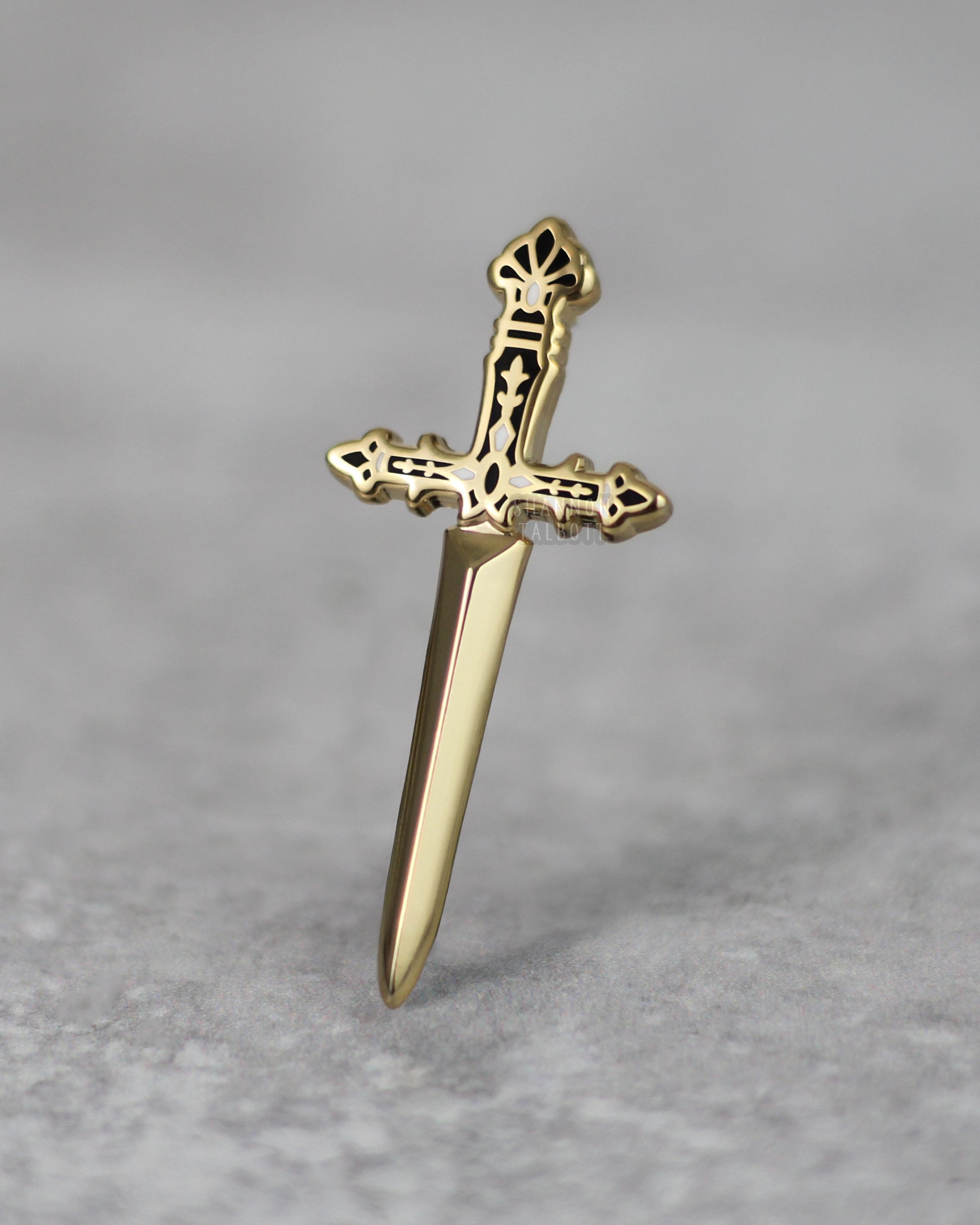 Opulent Sword Dagger 3D Enamel Pin in Gold