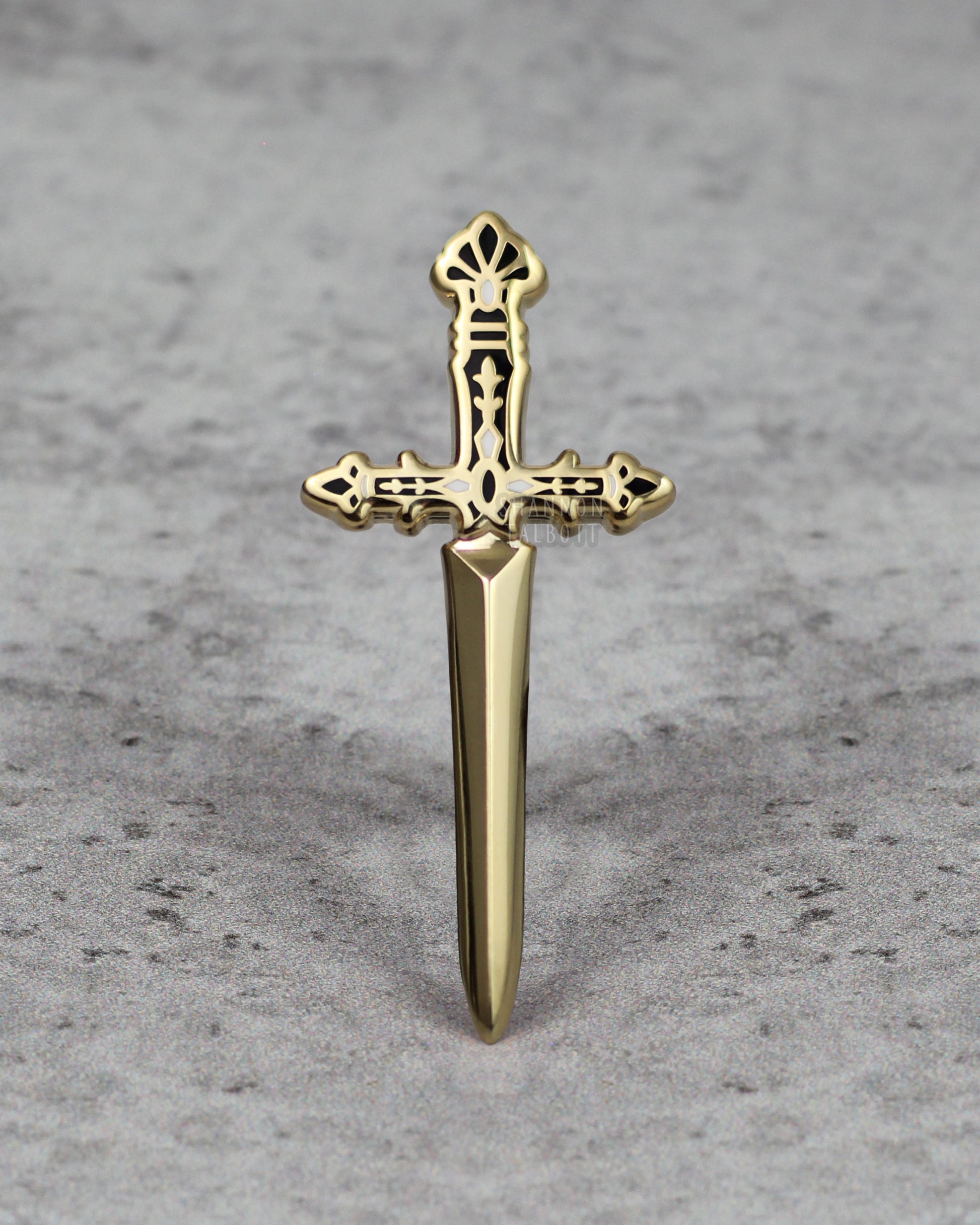 Opulent Sword Dagger 3D Enamel Pin in Gold