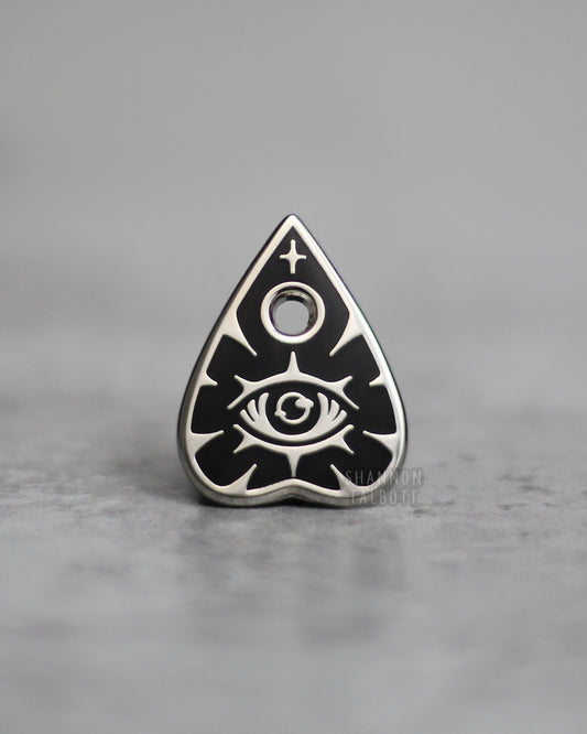 Ouija Planchette Enamel Pin - Silver