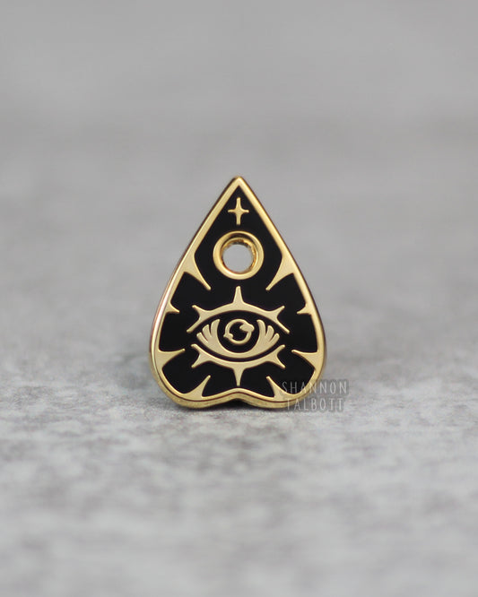 Spooky Ouija Planchette Enamel Pin in Gold