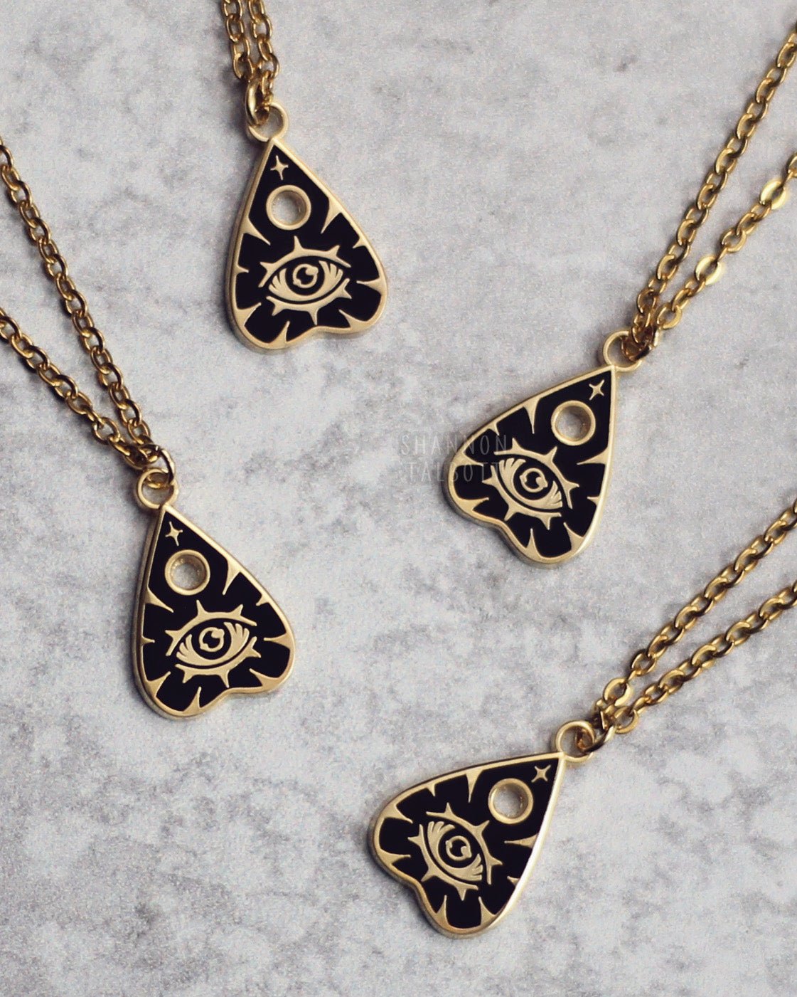 18k Gold Plated Ouija Planchette Enamel Necklace