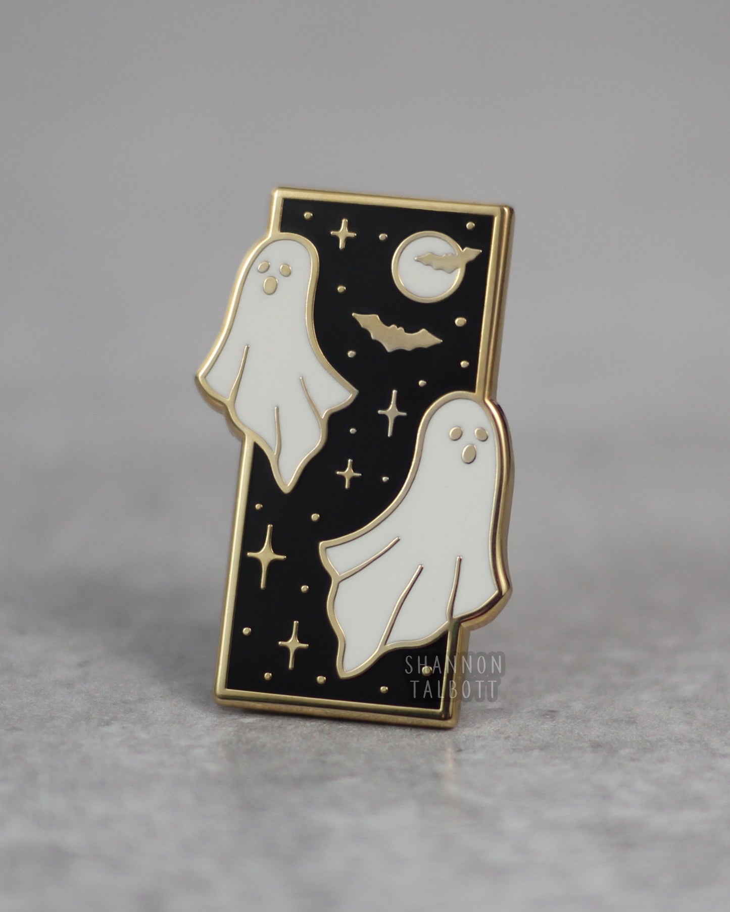 Spooky Ghost Enamel Pin in Gold Plating