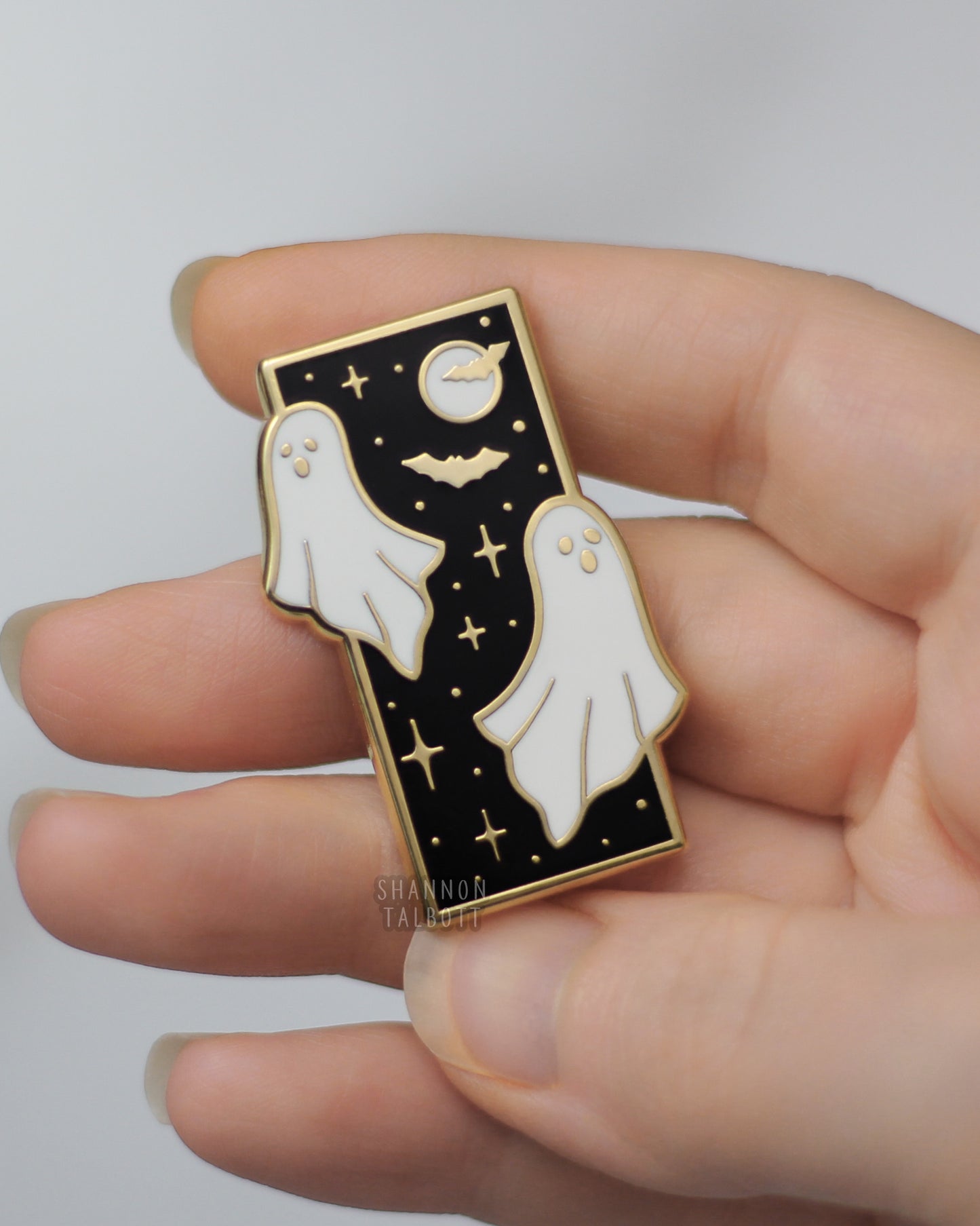 Spooky Ghost Enamel Pin in Gold Plating