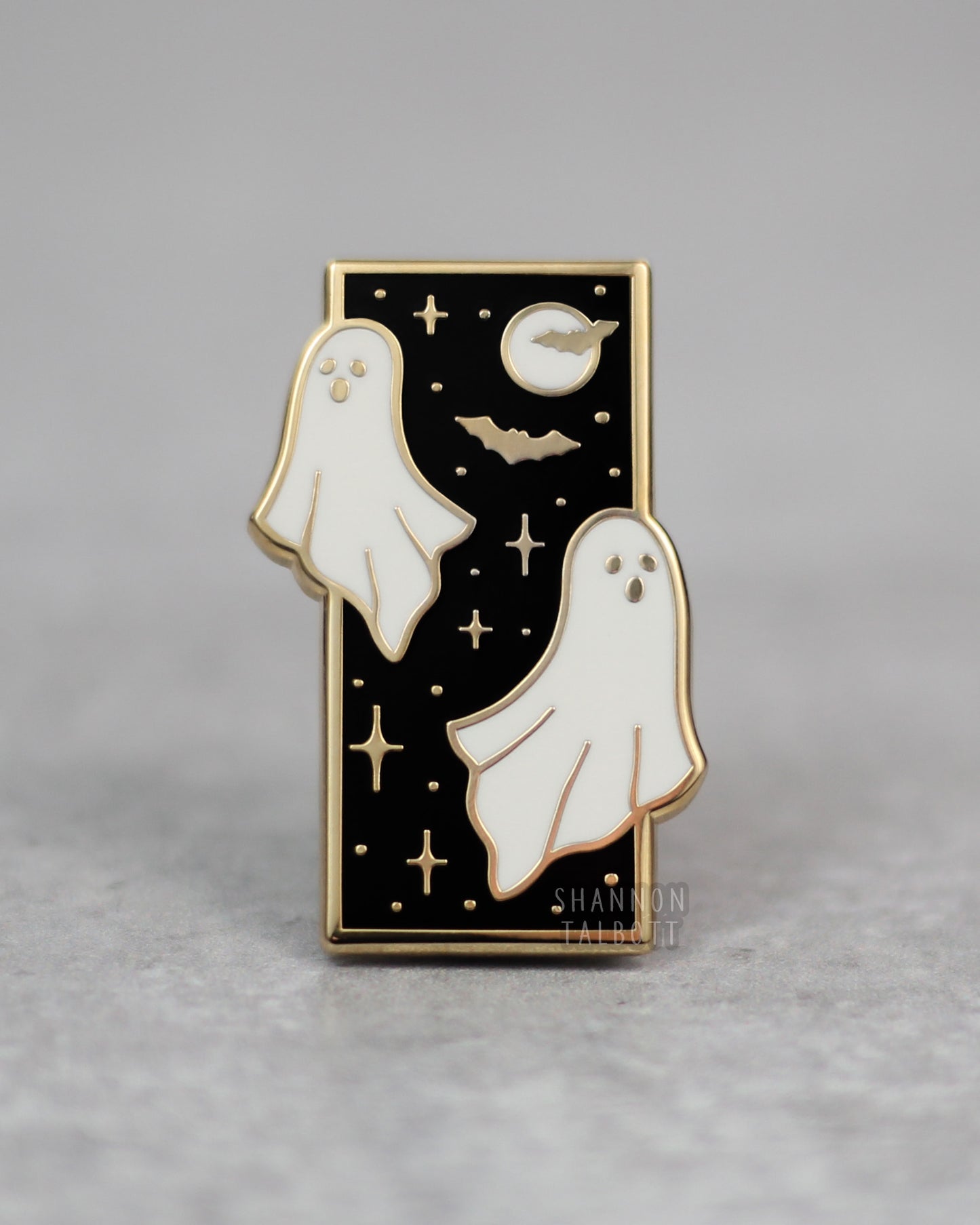 Spooky Ghost Enamel Pin in Gold Plating