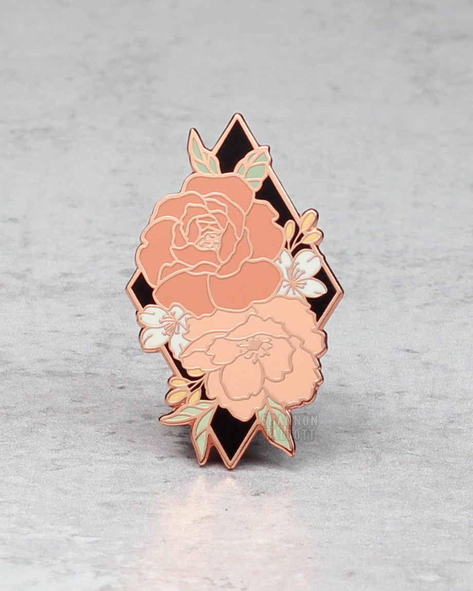 Wildflowers Flower Enamel Pin in Pink and Rose Gold